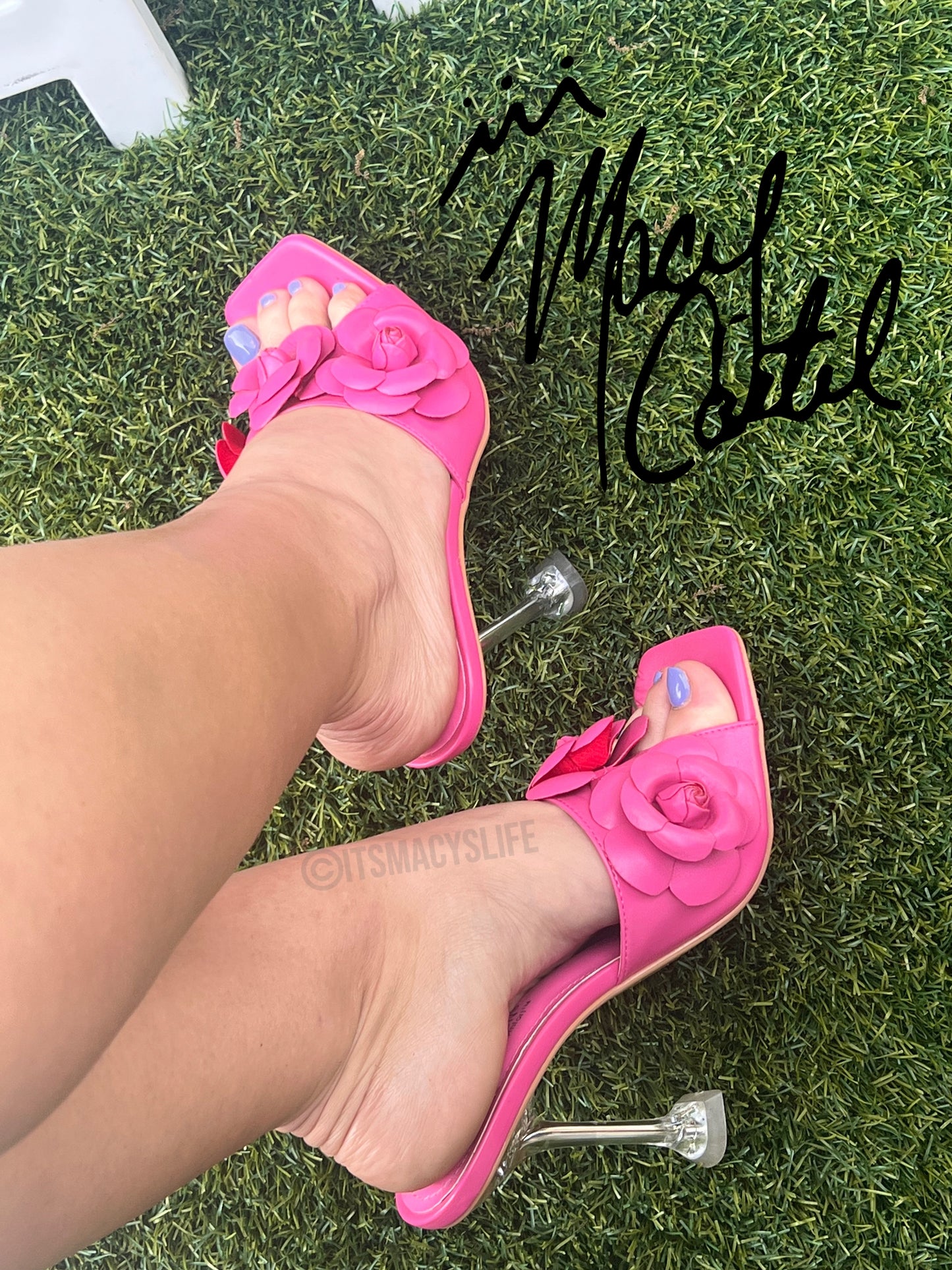 Worn Pink Mule Heels